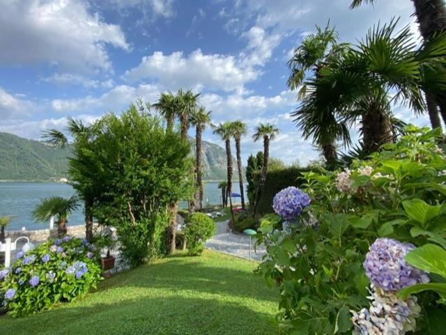 Luganersee, Pool, Strand, Parkplatz, Suite Bissone Exterior photo
